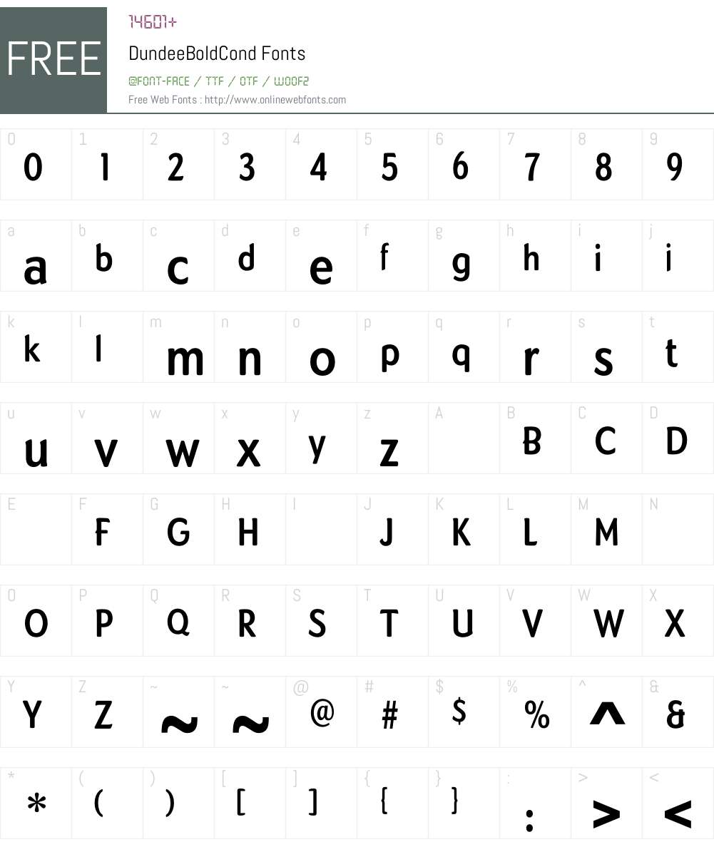 DundeeBoldCond Font Screenshots