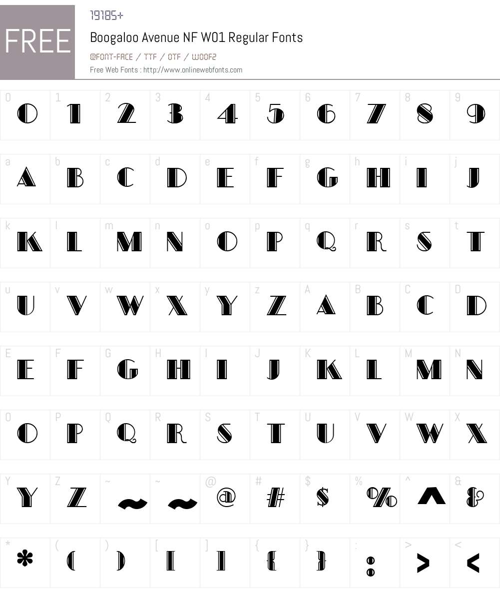 BoogalooAvenueNFW01-Regular Font Screenshots