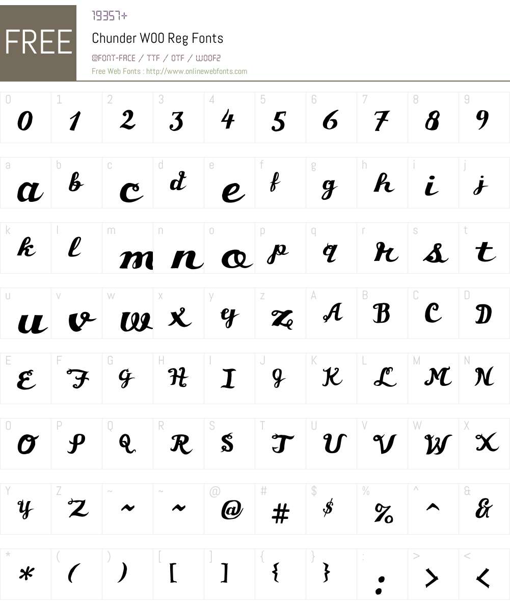ChunderW00-Reg Font Screenshots