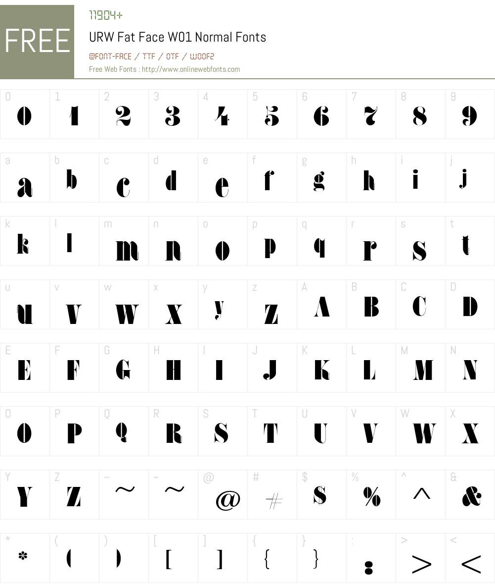 URWFatFaceW01-Normal Font Screenshots