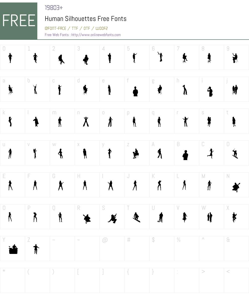 Human Silhouettes Free Font Screenshots