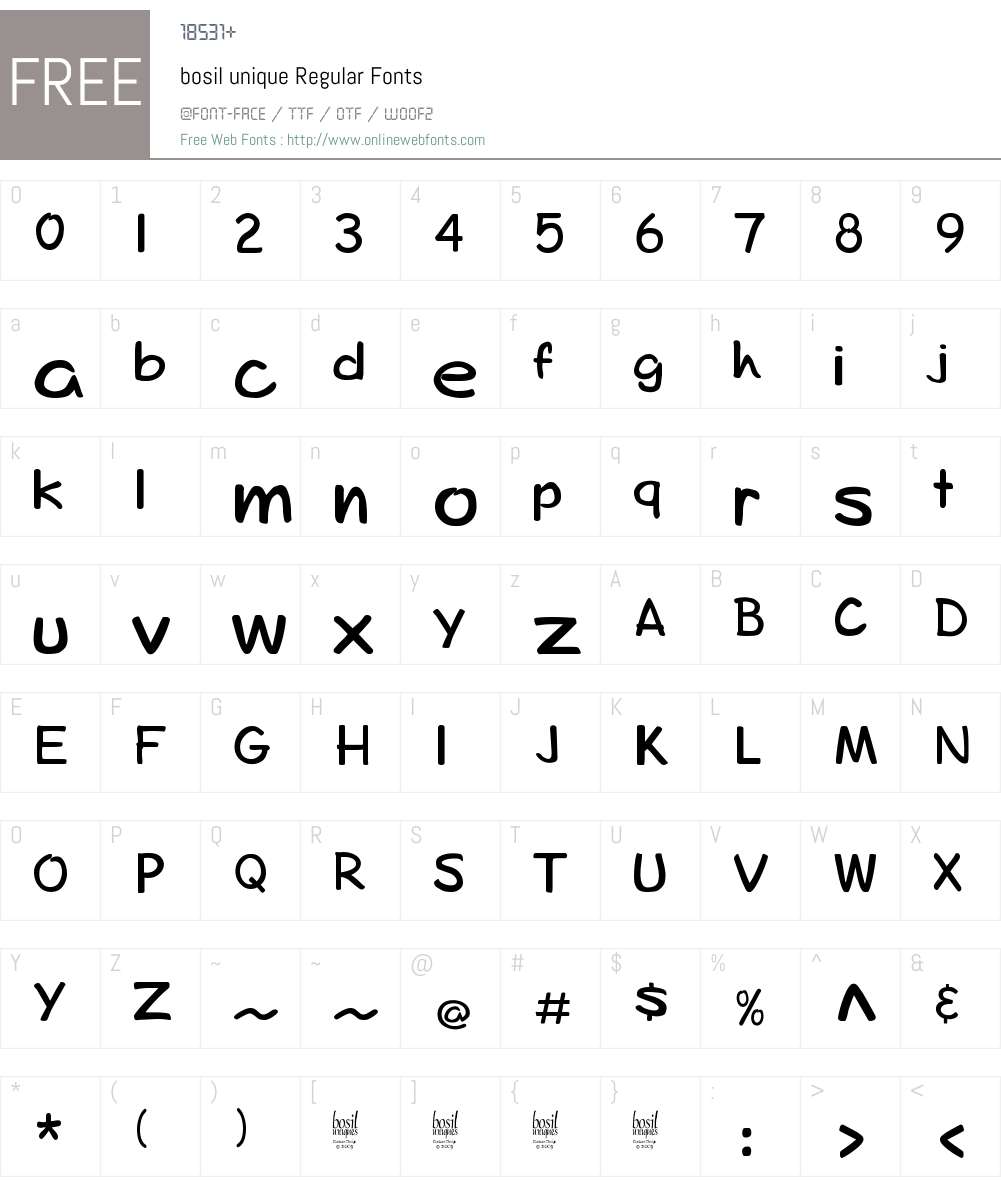 bosil unique Regular Font Screenshots