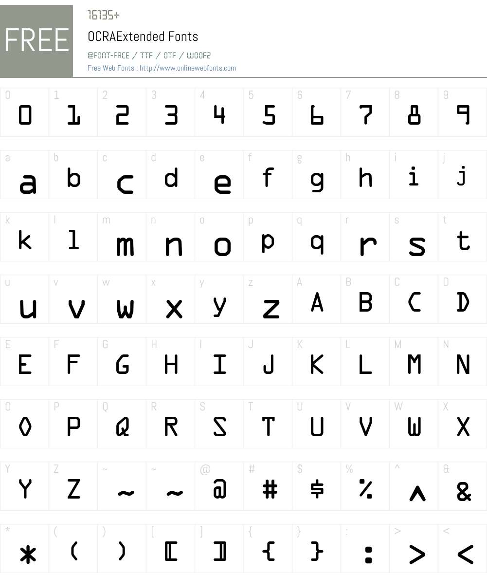 OCRAExtended Font Screenshots
