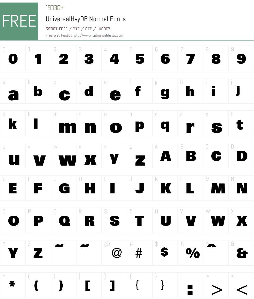UniversalHvyDB Font Screenshots