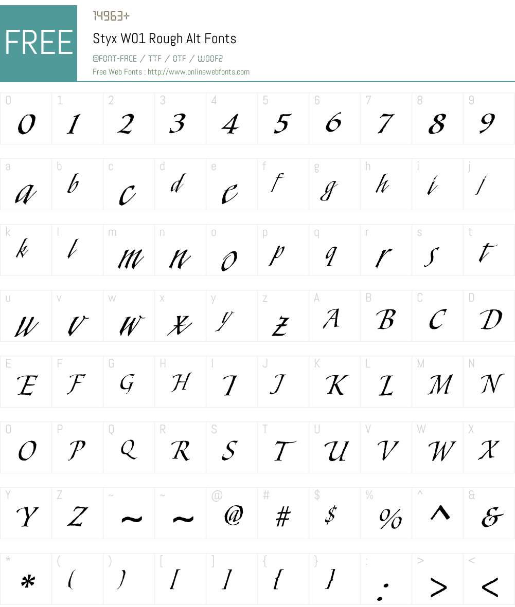StyxW01-RoughAlt Font Screenshots