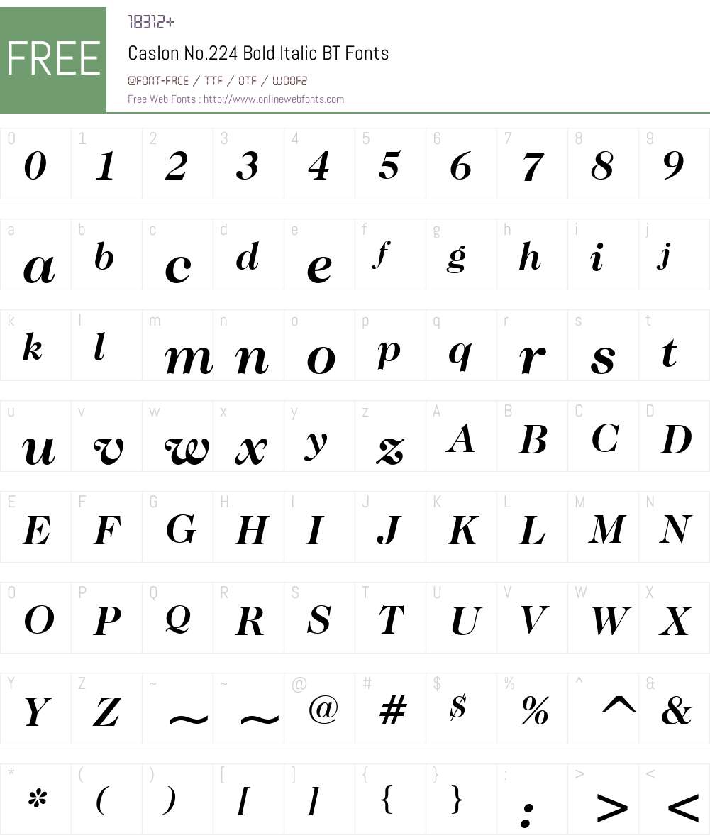 Caslon224 Bk BT Font Screenshots