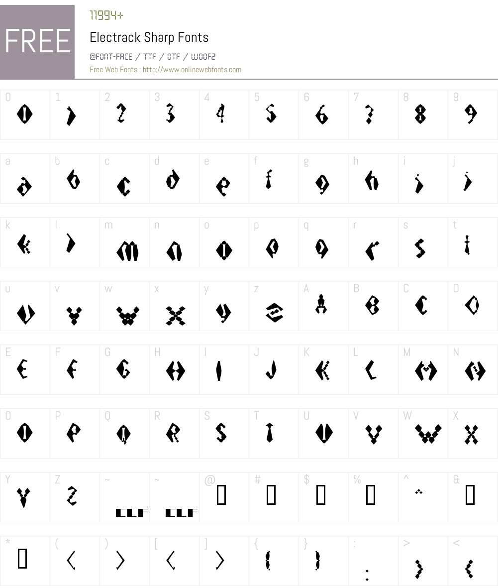 Electrack Font Screenshots