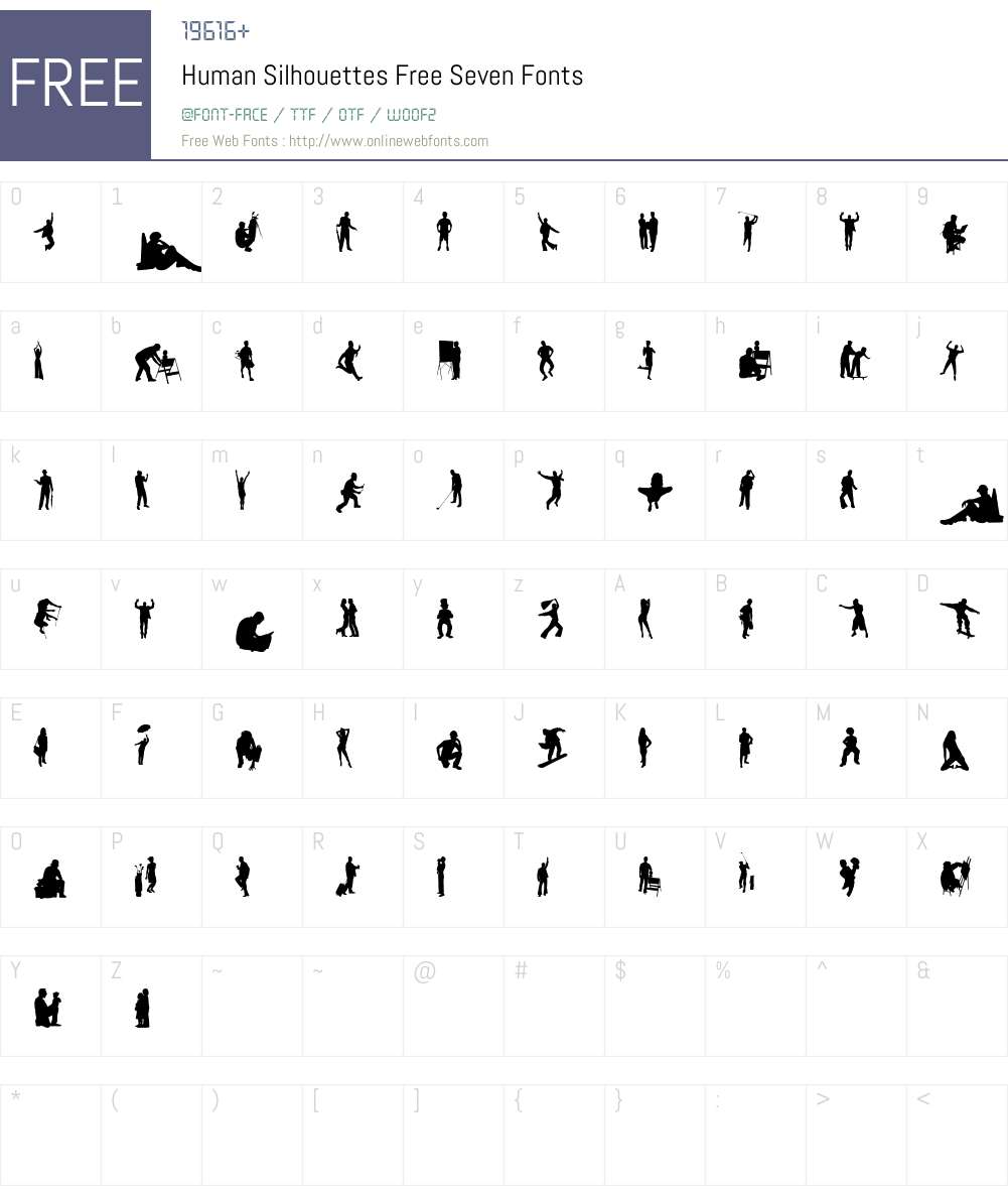 Human Silhouettes Free Seven Font Screenshots