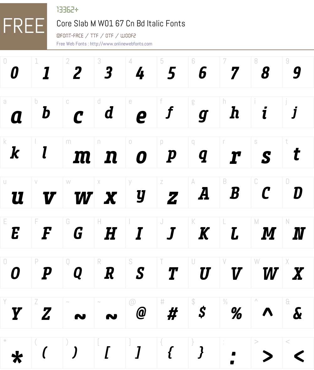 CoreSlabMW01-67CnBdItalic Font Screenshots