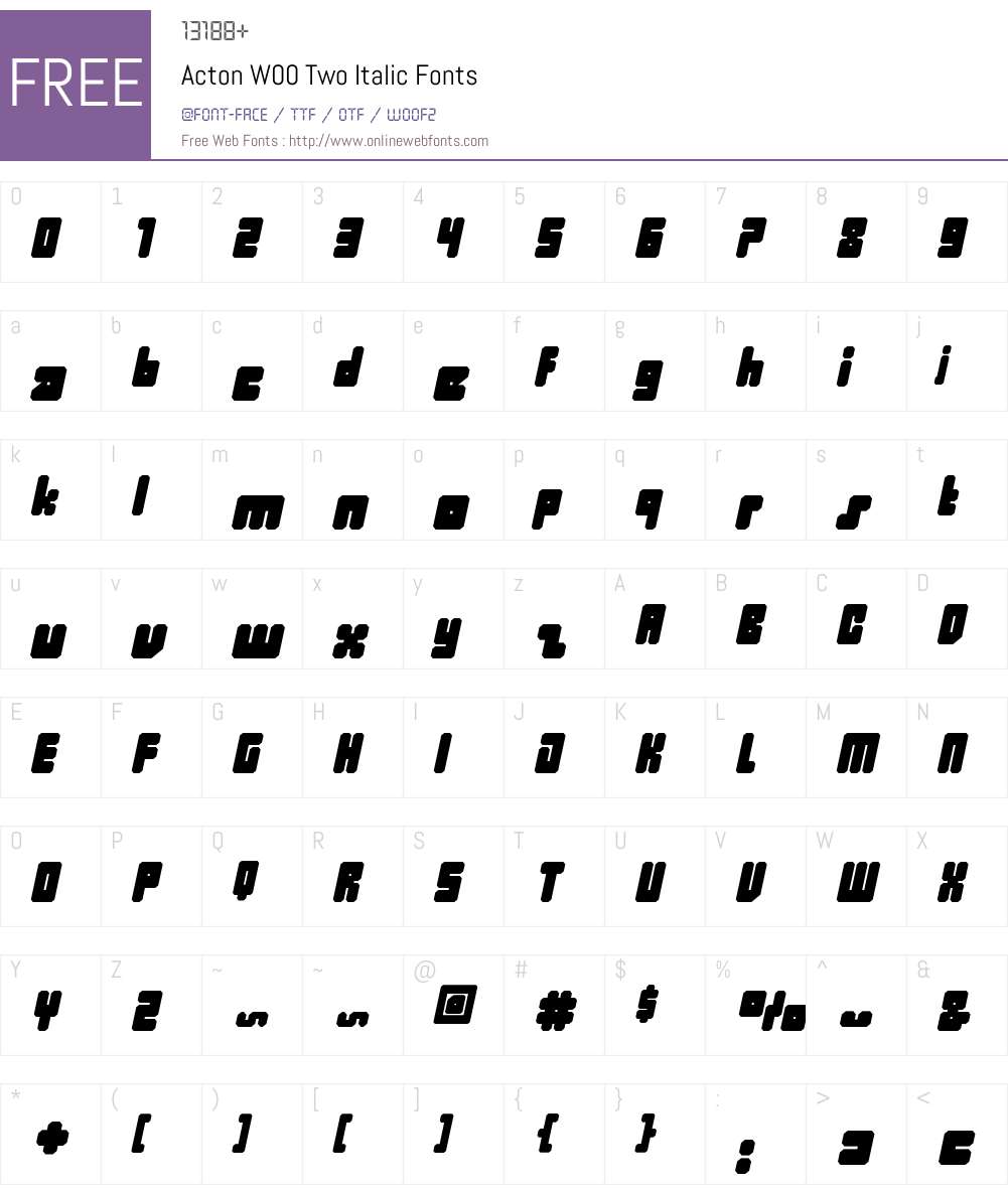 ActonW00-TwoItalic Font Screenshots