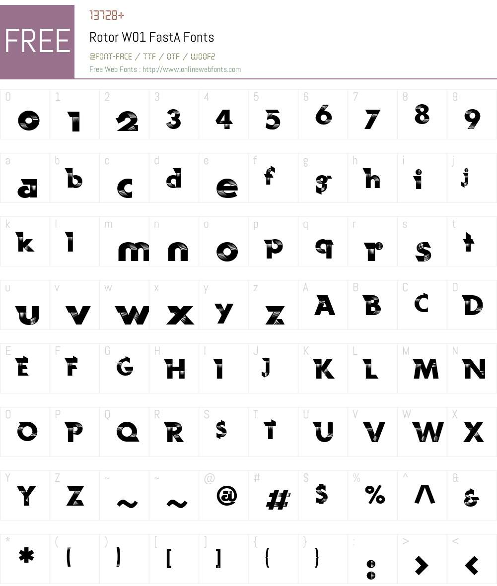 RotorW01-FastA Font Screenshots