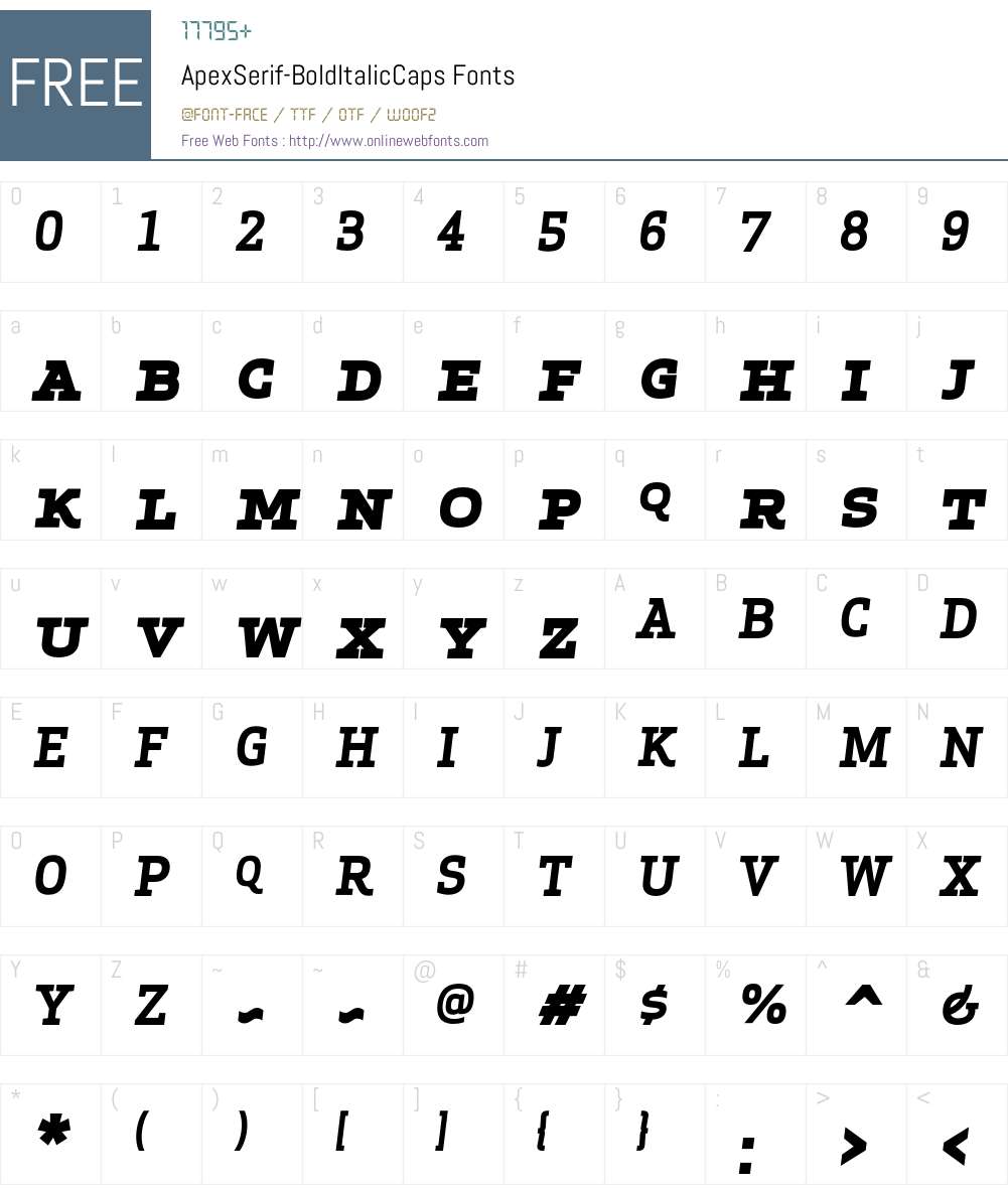Apex Serif Bold Italic Caps Font Screenshots