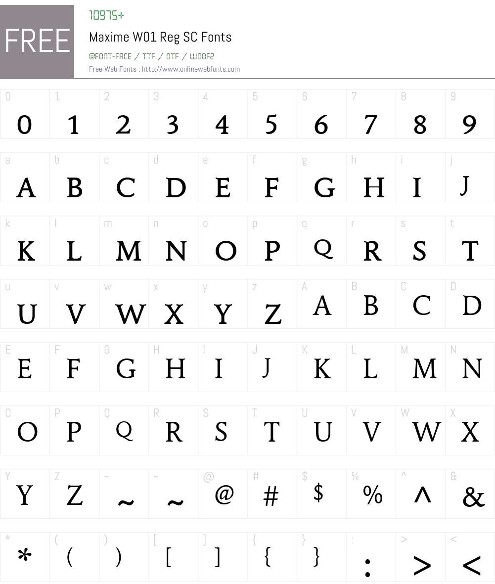 MaximeW01-RegSC Font Screenshots