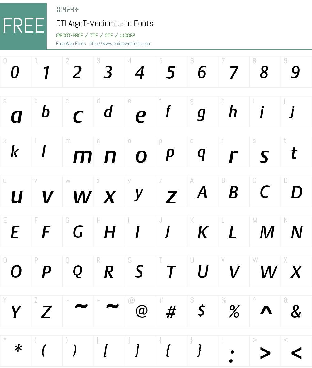DTLArgoT Font Screenshots
