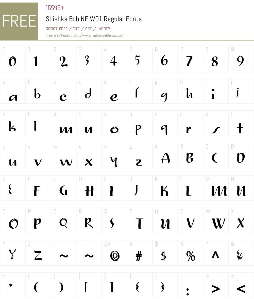 ShishkaBobNFW01-Regular Font Screenshots
