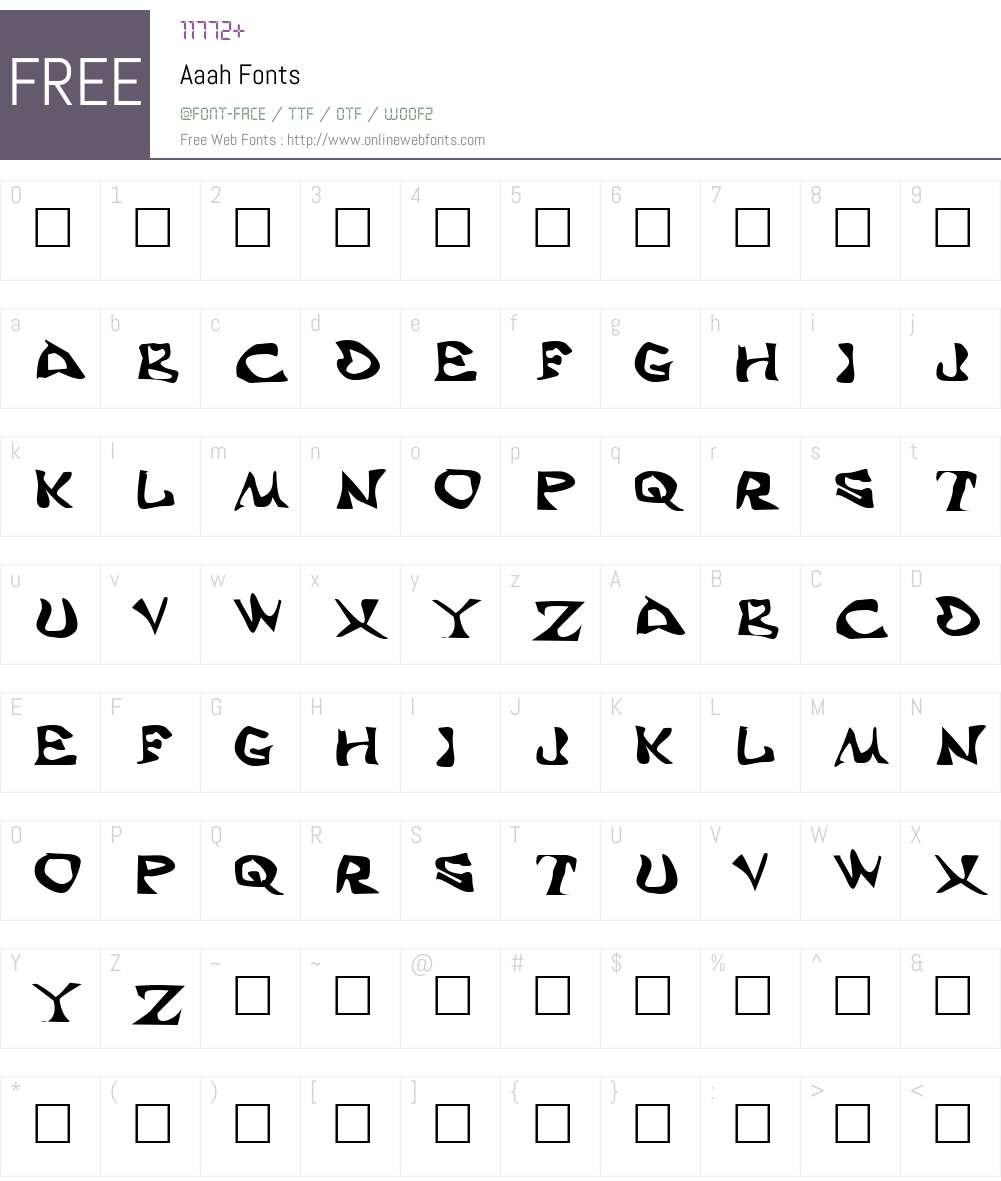 Aaah Font Screenshots