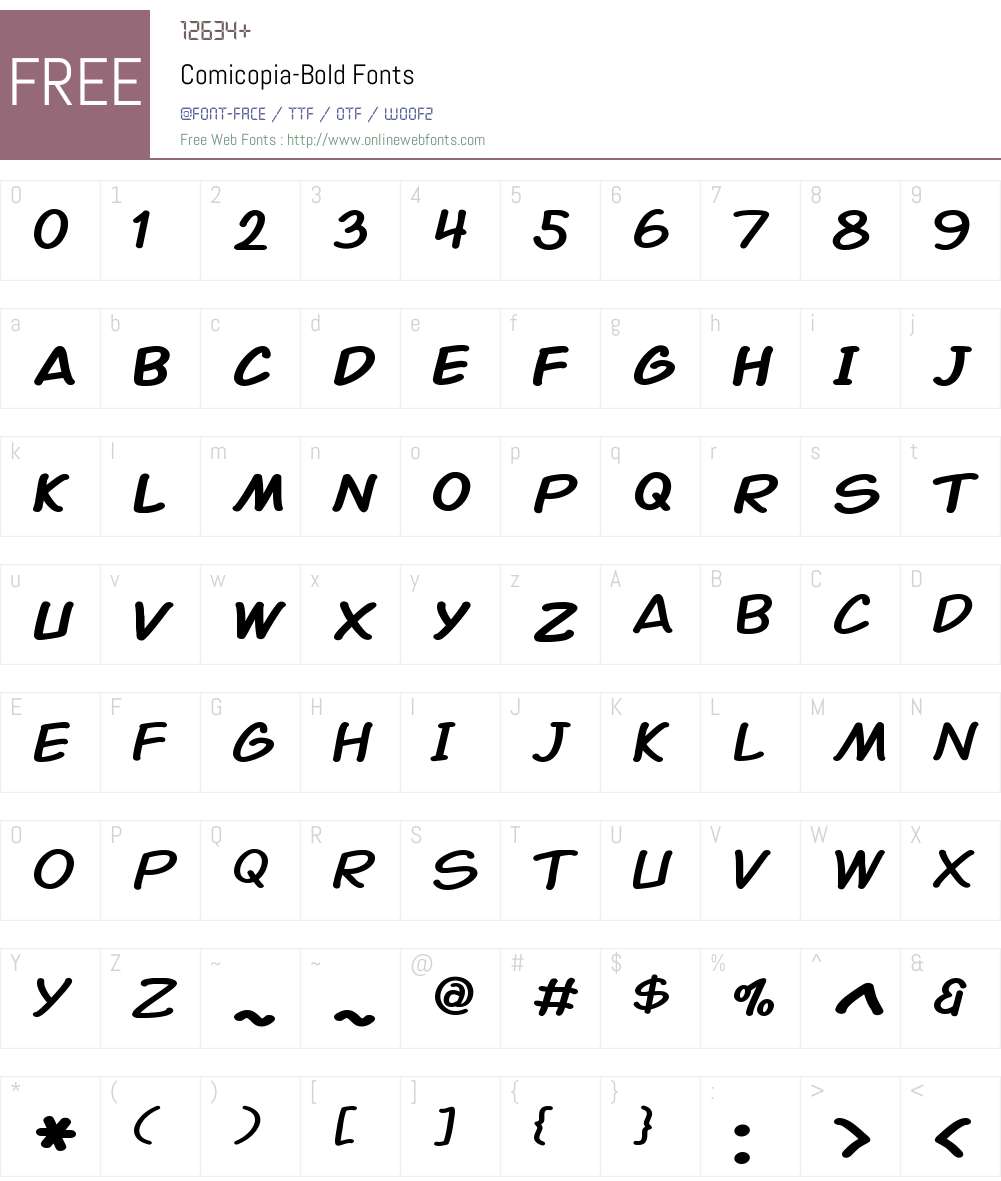 Comicopia Font Screenshots