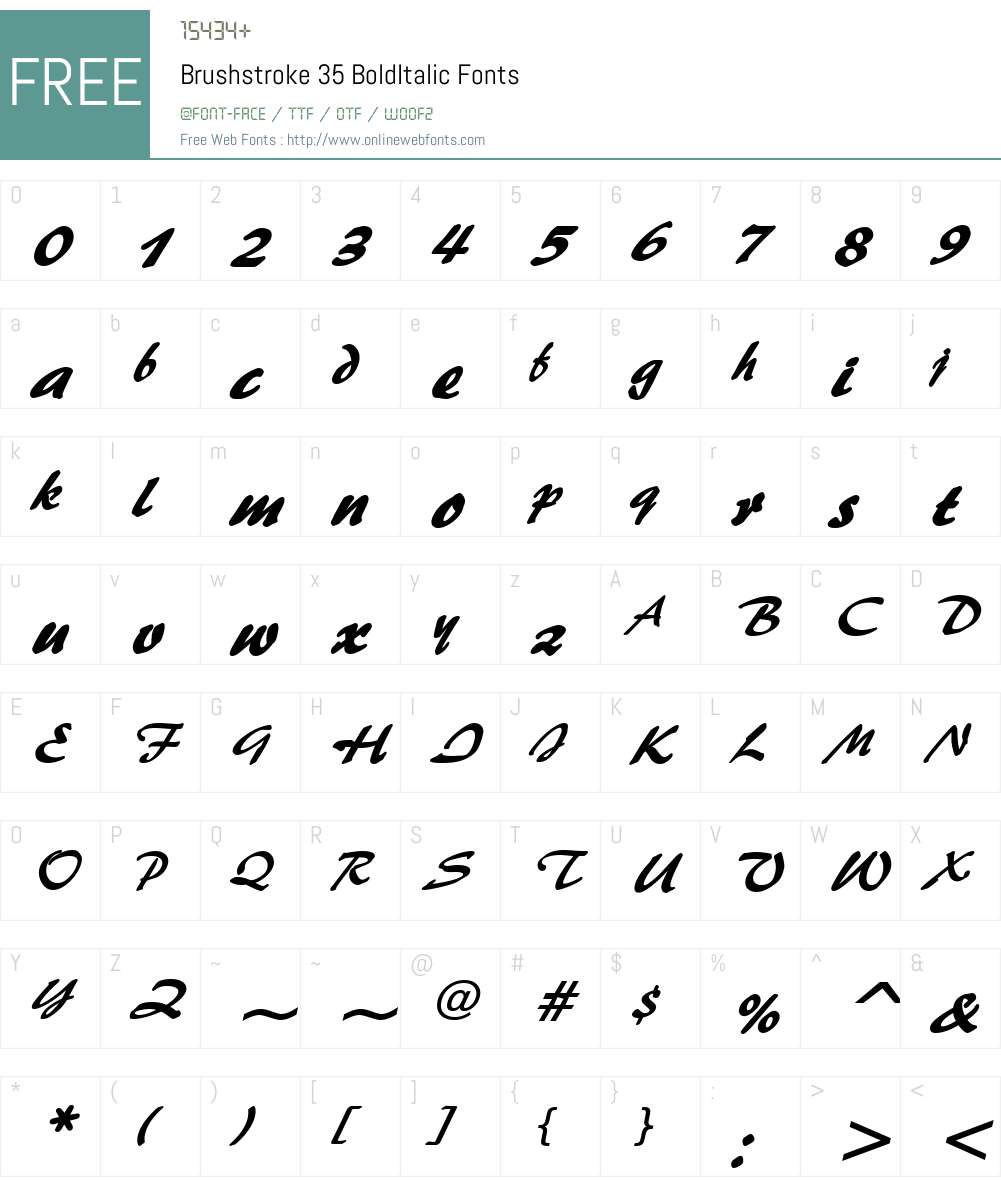 Brushstroke 35 Font Screenshots