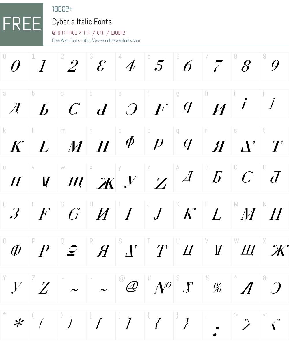 Cyberia Italic Font Screenshots
