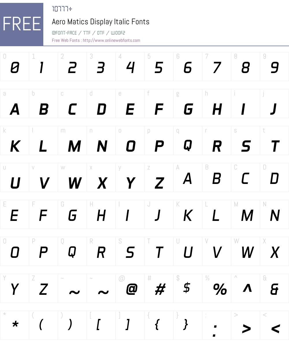 Aero Matics Display Font Screenshots
