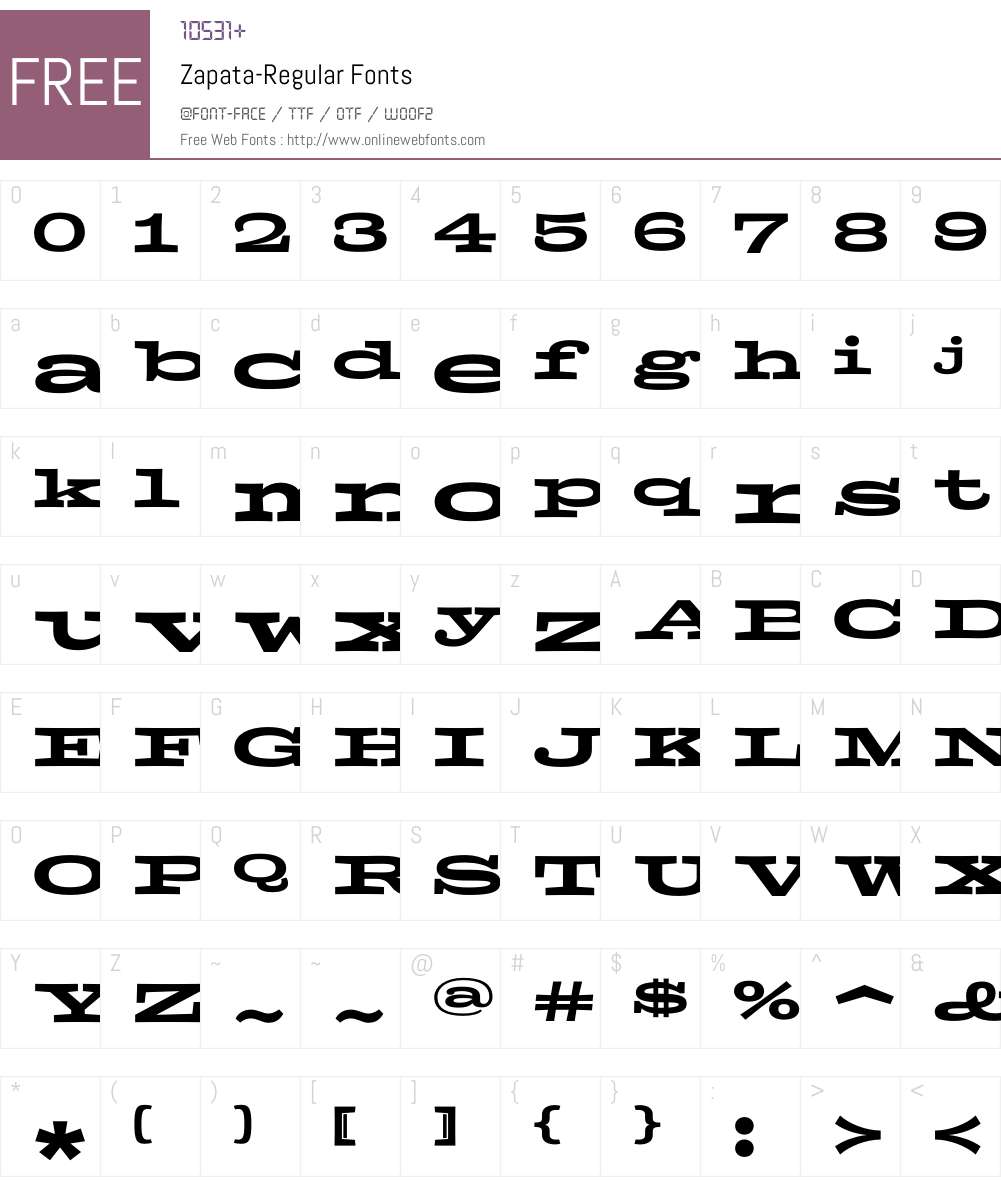 Zapata Font Screenshots