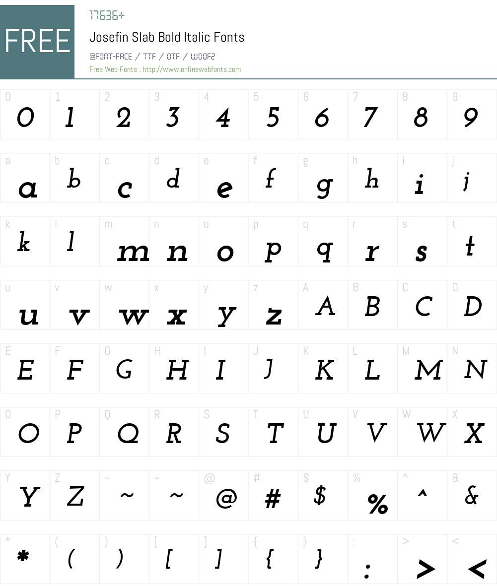 Josefin Slab Font Screenshots