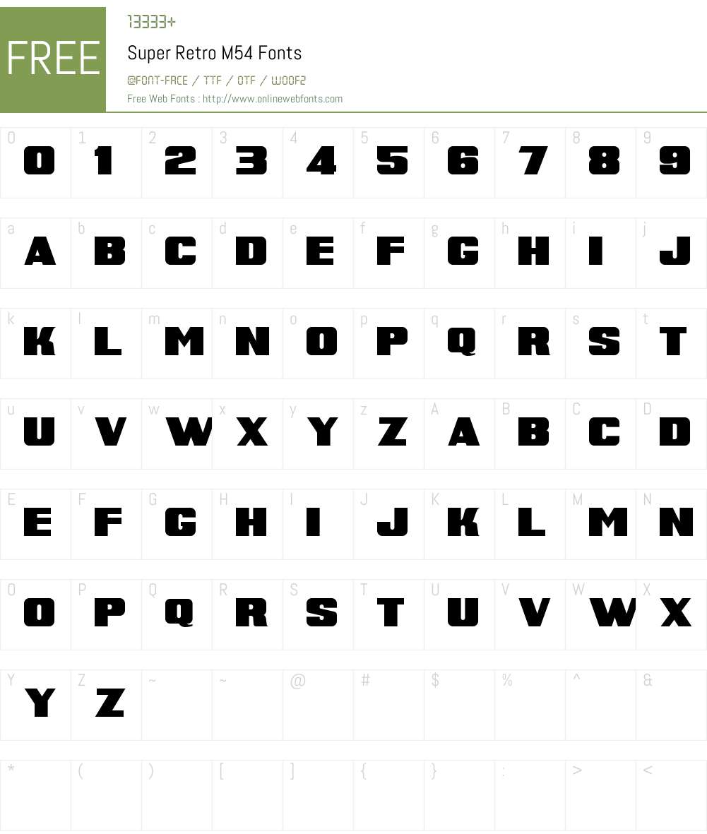 Super Retro M54 Font Screenshots