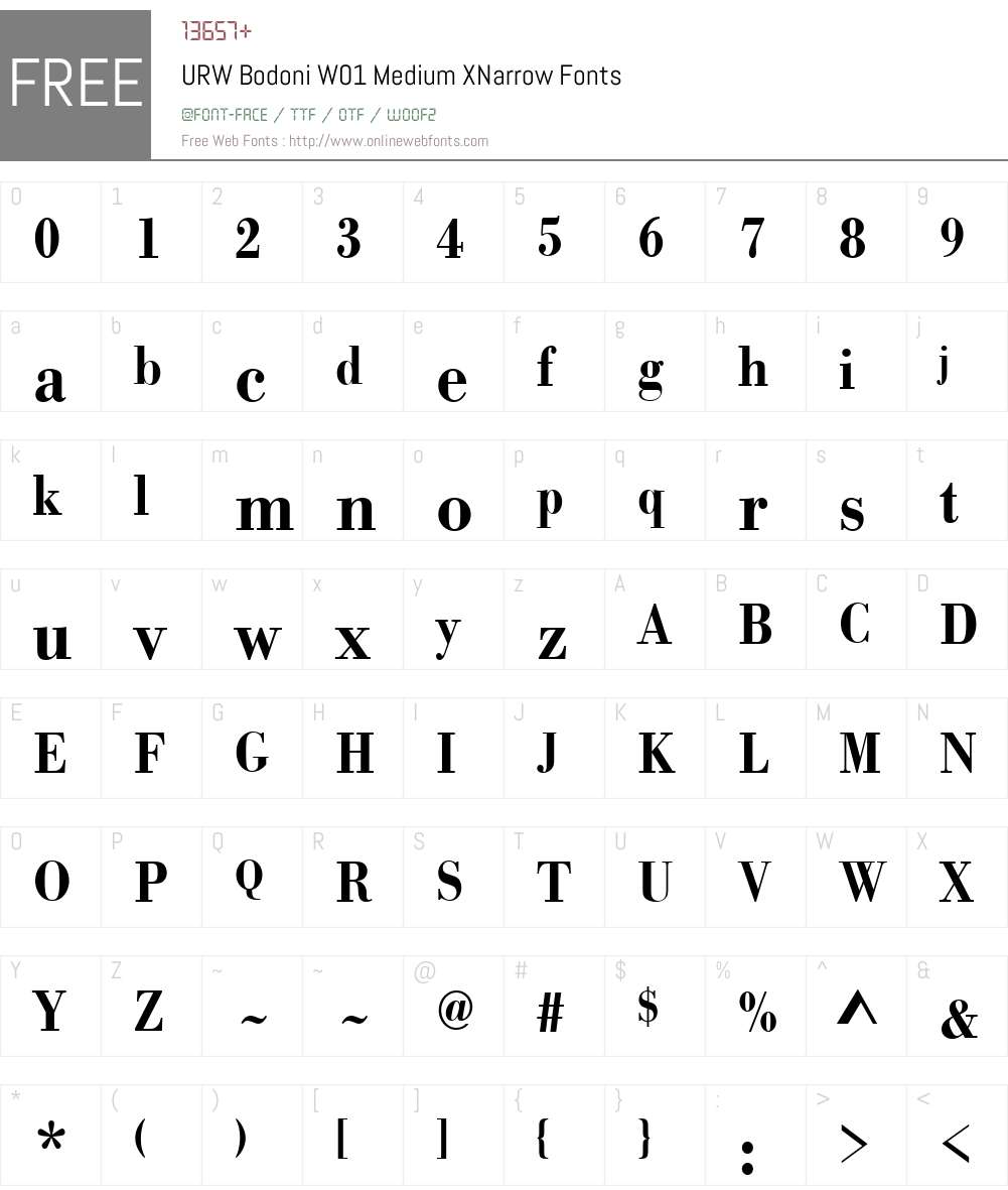 URWBodoniW01-MediumXNarrow Font Screenshots