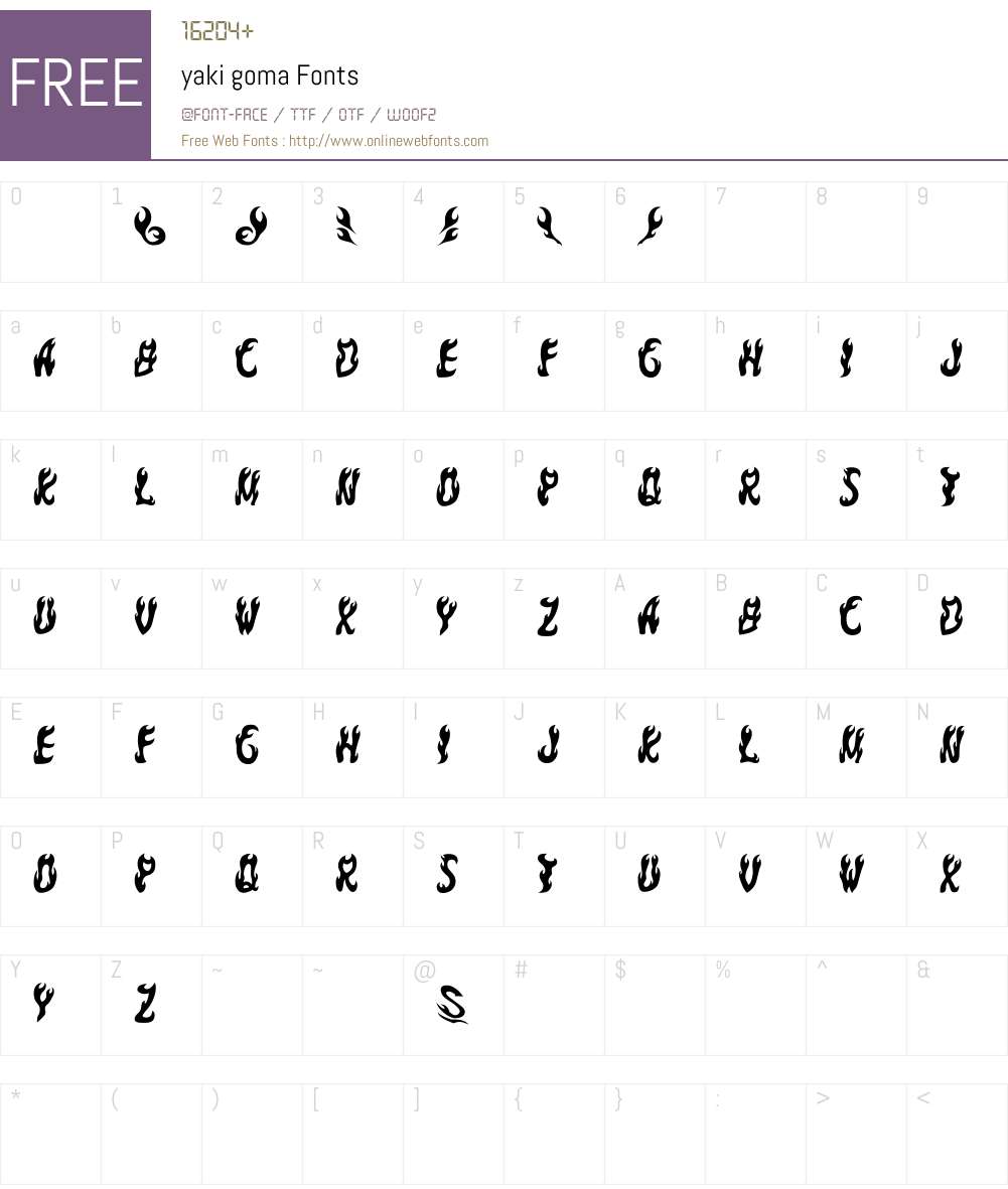yaki goma Font Screenshots