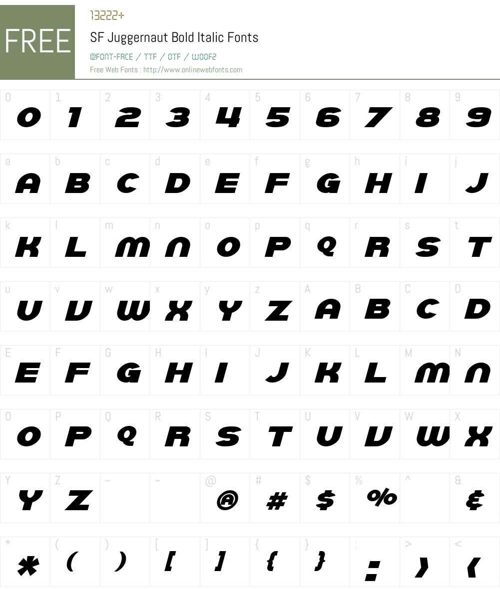 SF Juggernaut Font Screenshots
