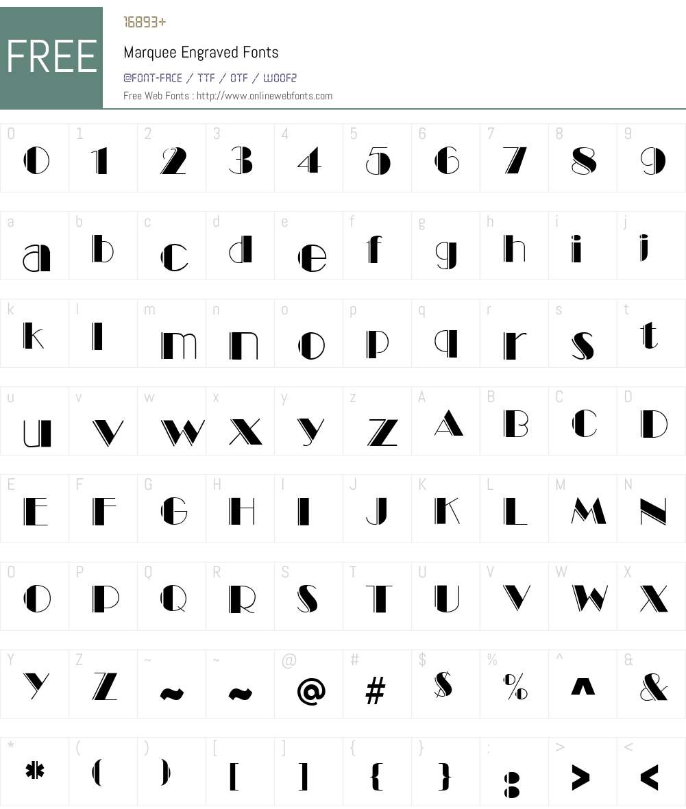 Marquee Engraved Font Screenshots