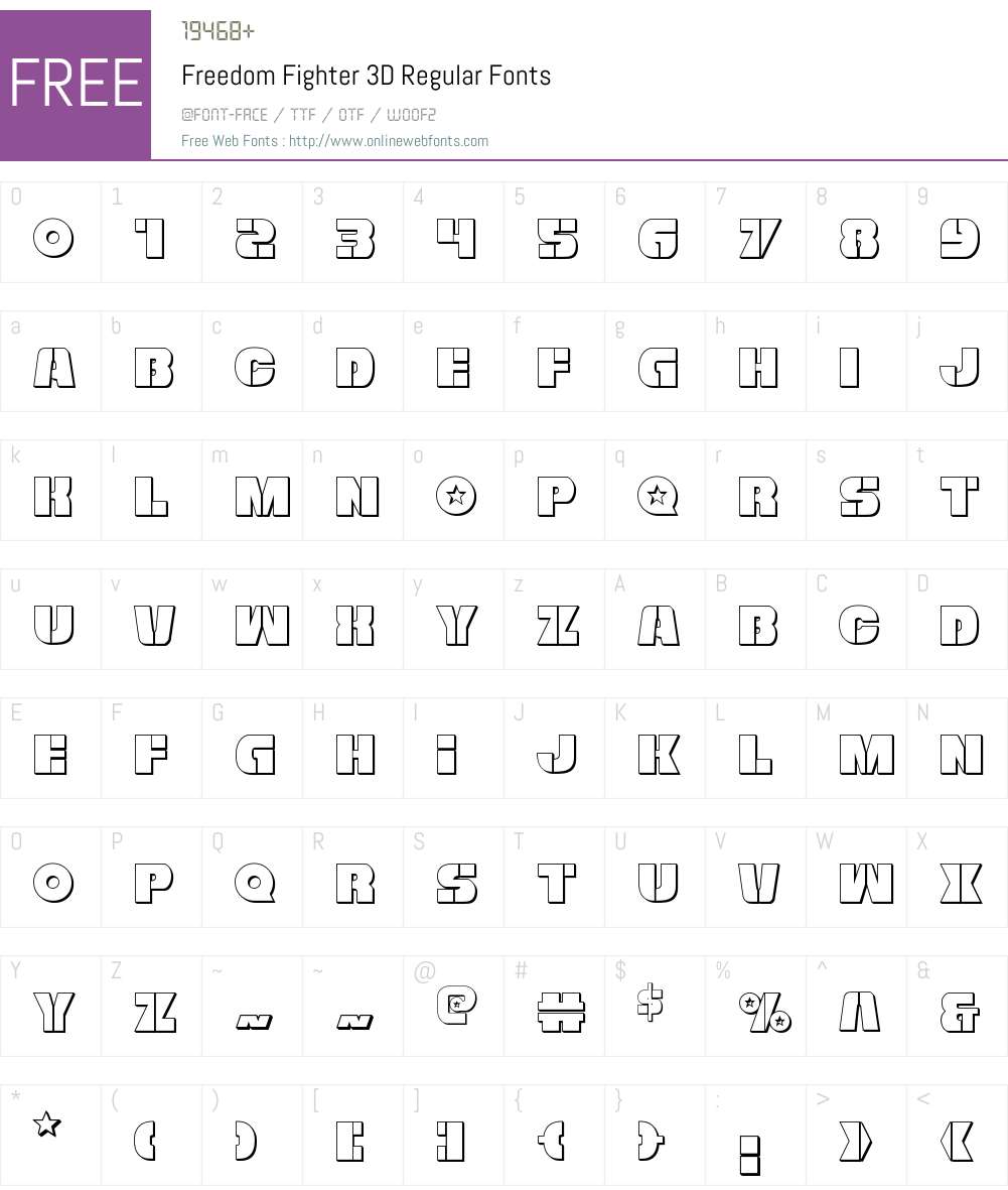 Freedom Fighter 3D Regular 1.0; 2012 Fonts Free Download