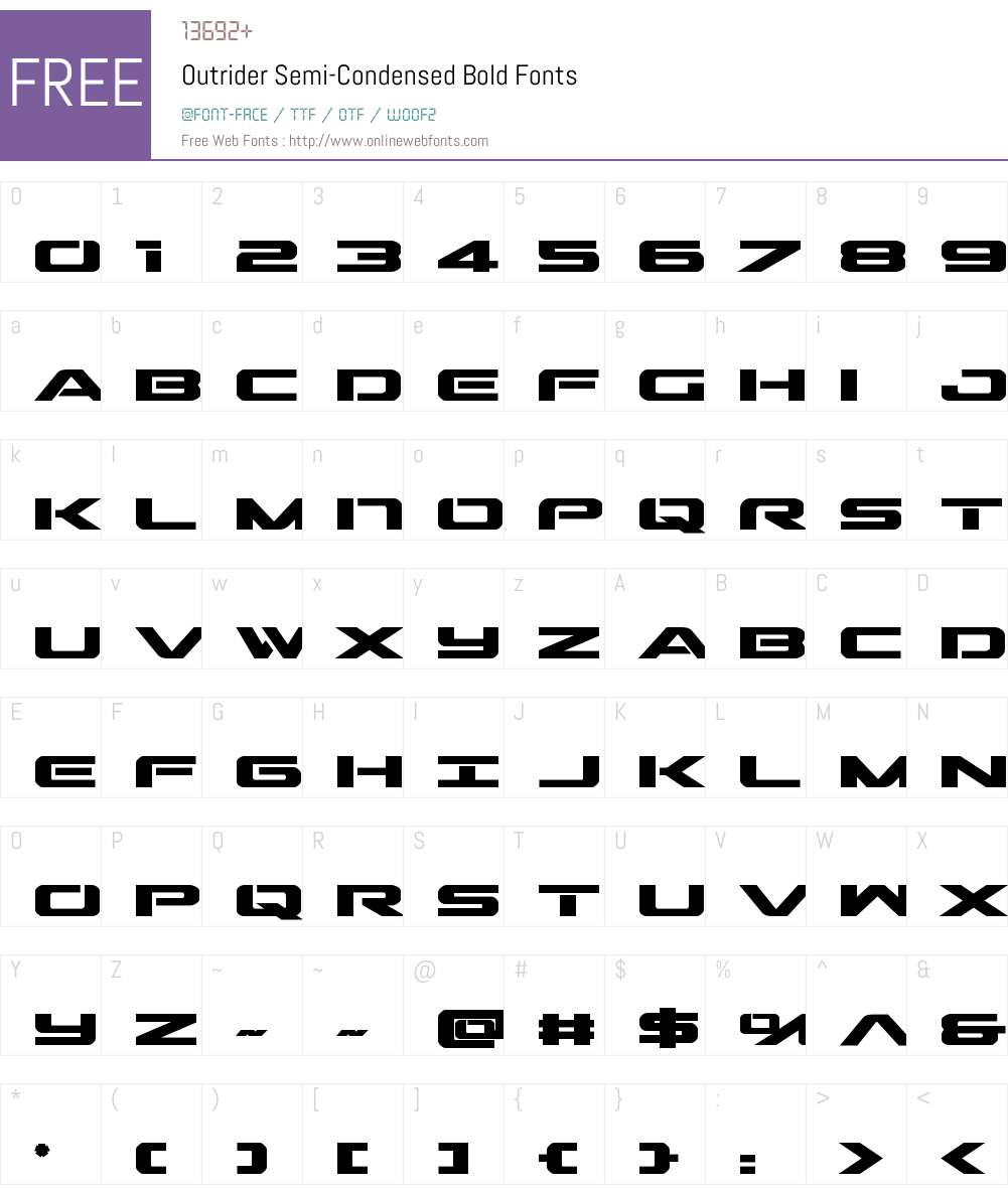 Outrider Semi-Condensed Bold Font Screenshots