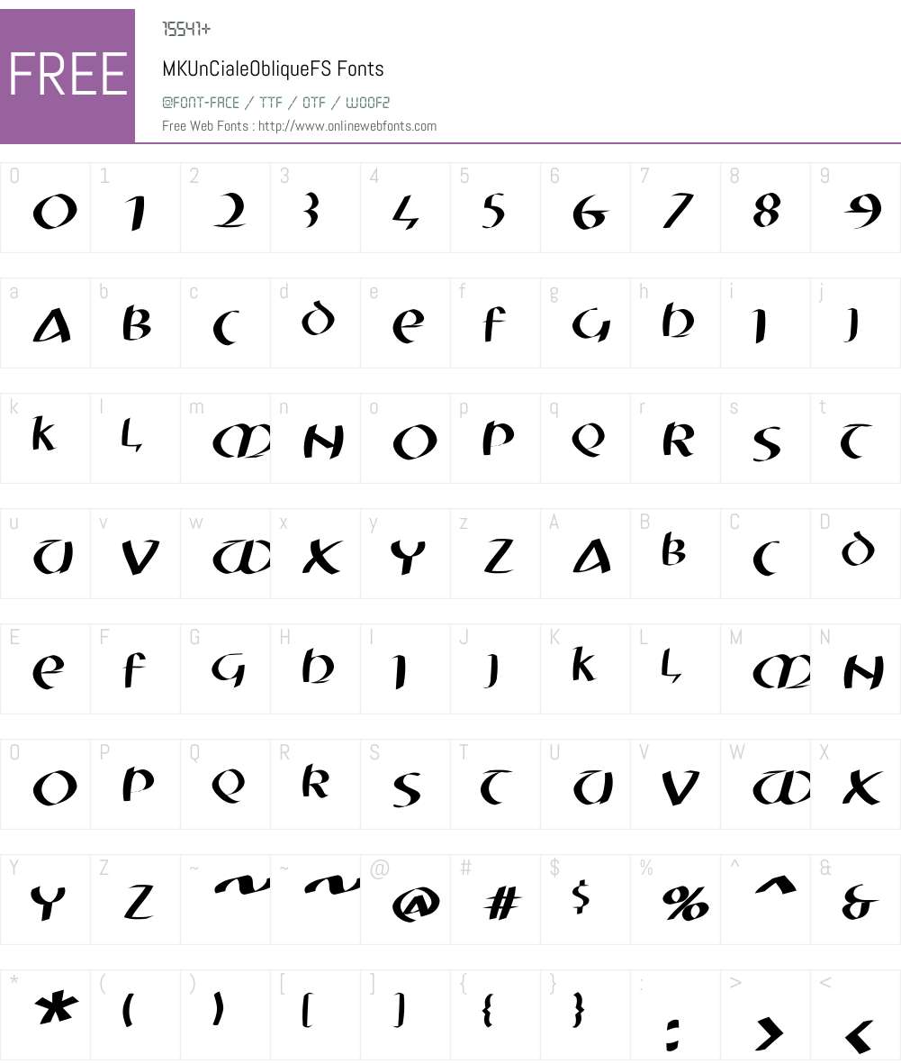 MKUnCialeObliqueFS Font Screenshots
