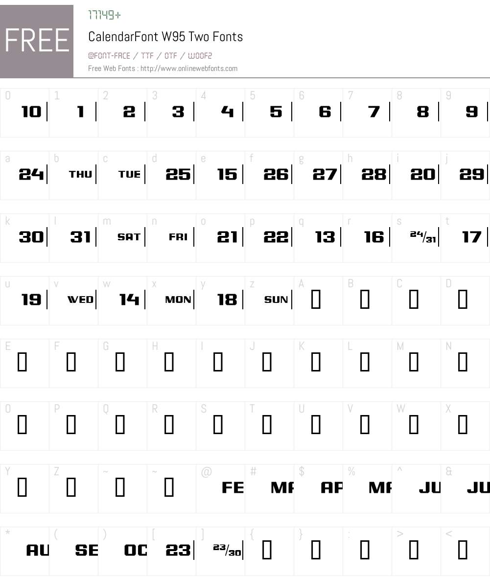 CalendarFont Font Screenshots
