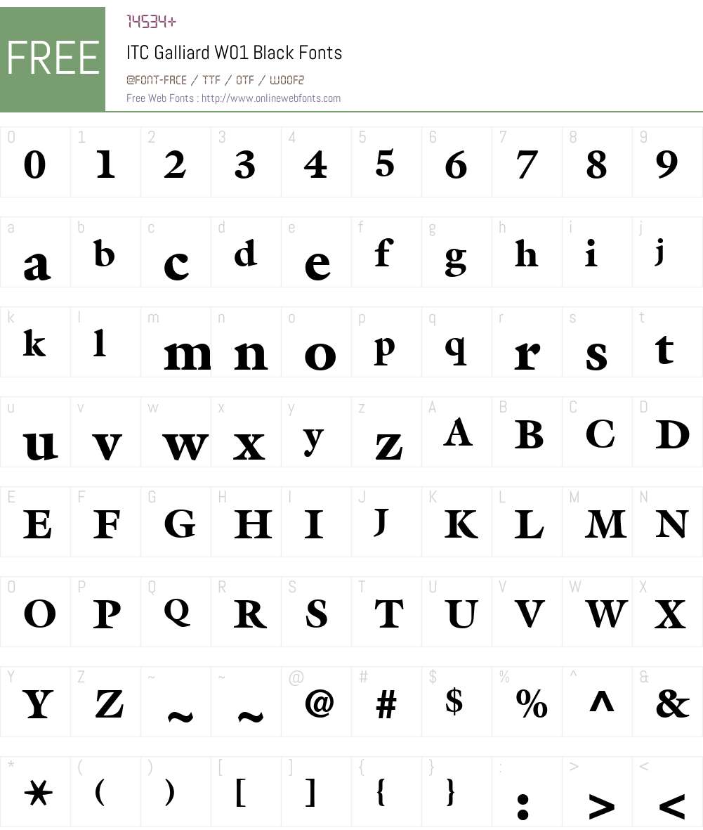 ITCGalliardW01-Black Font Screenshots