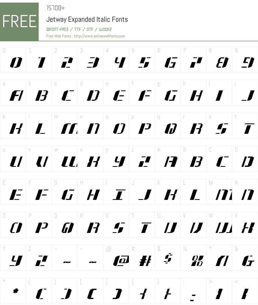 Jetway Expanded Italic Font Screenshots