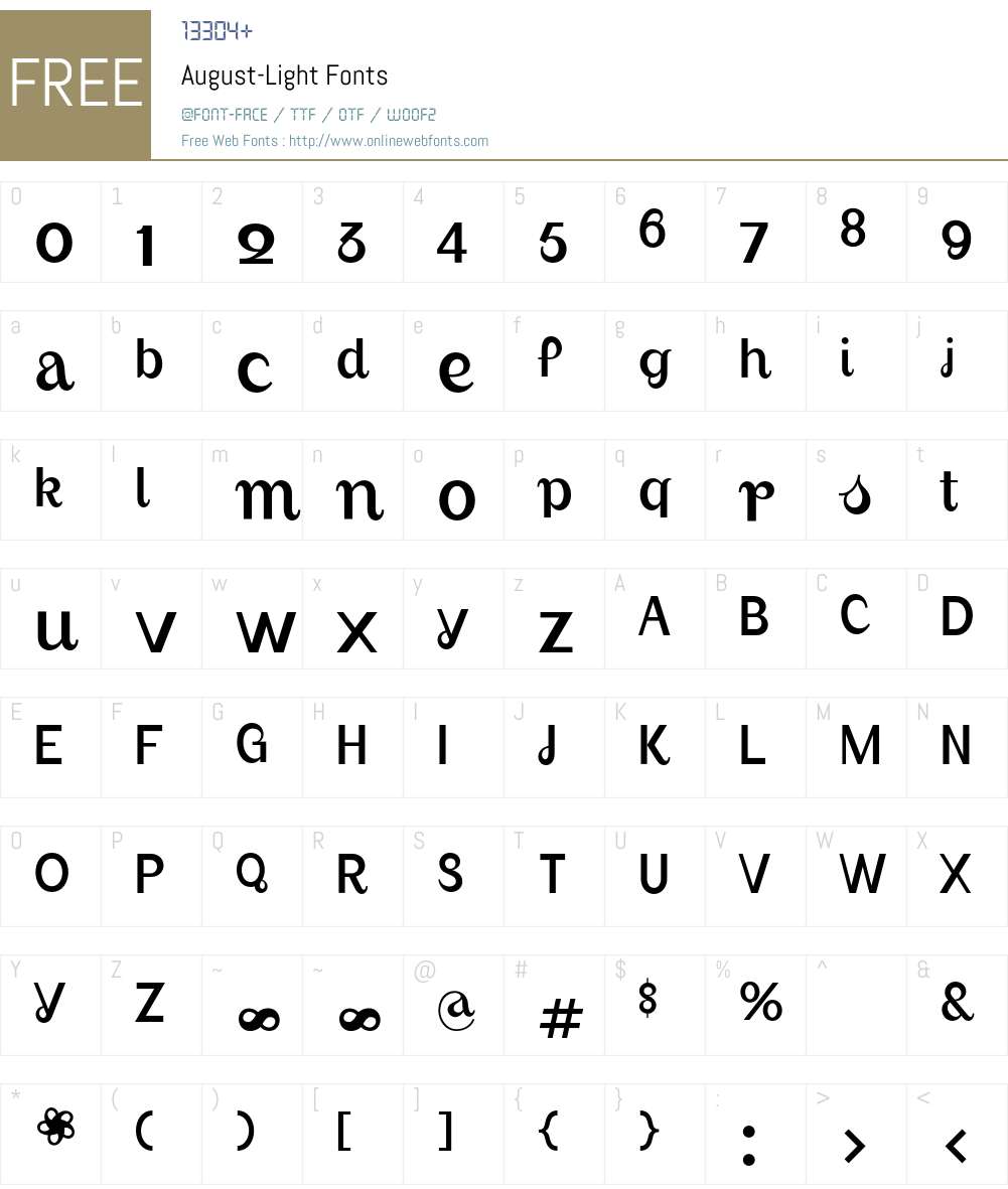 August Font Screenshots