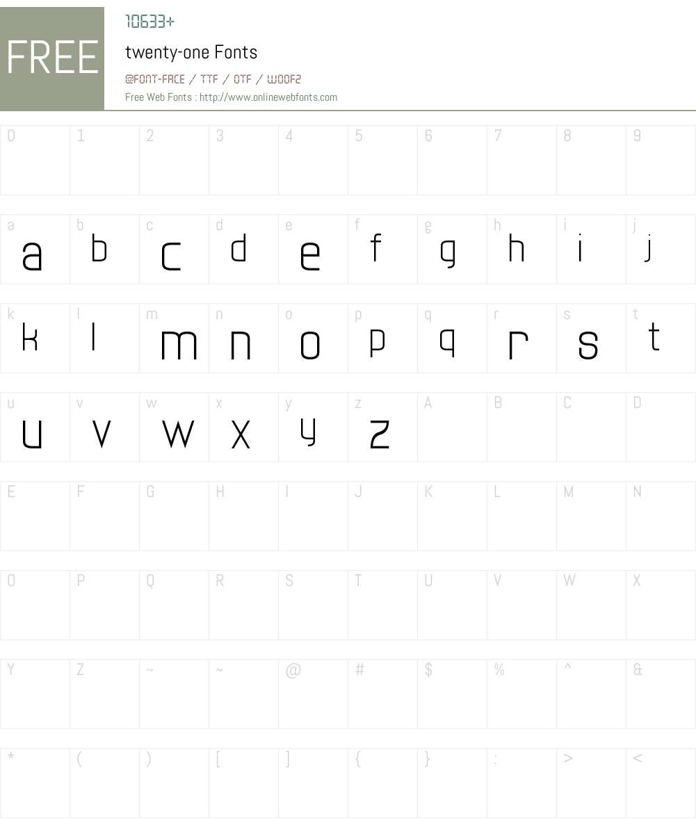 twenty-one Font Screenshots