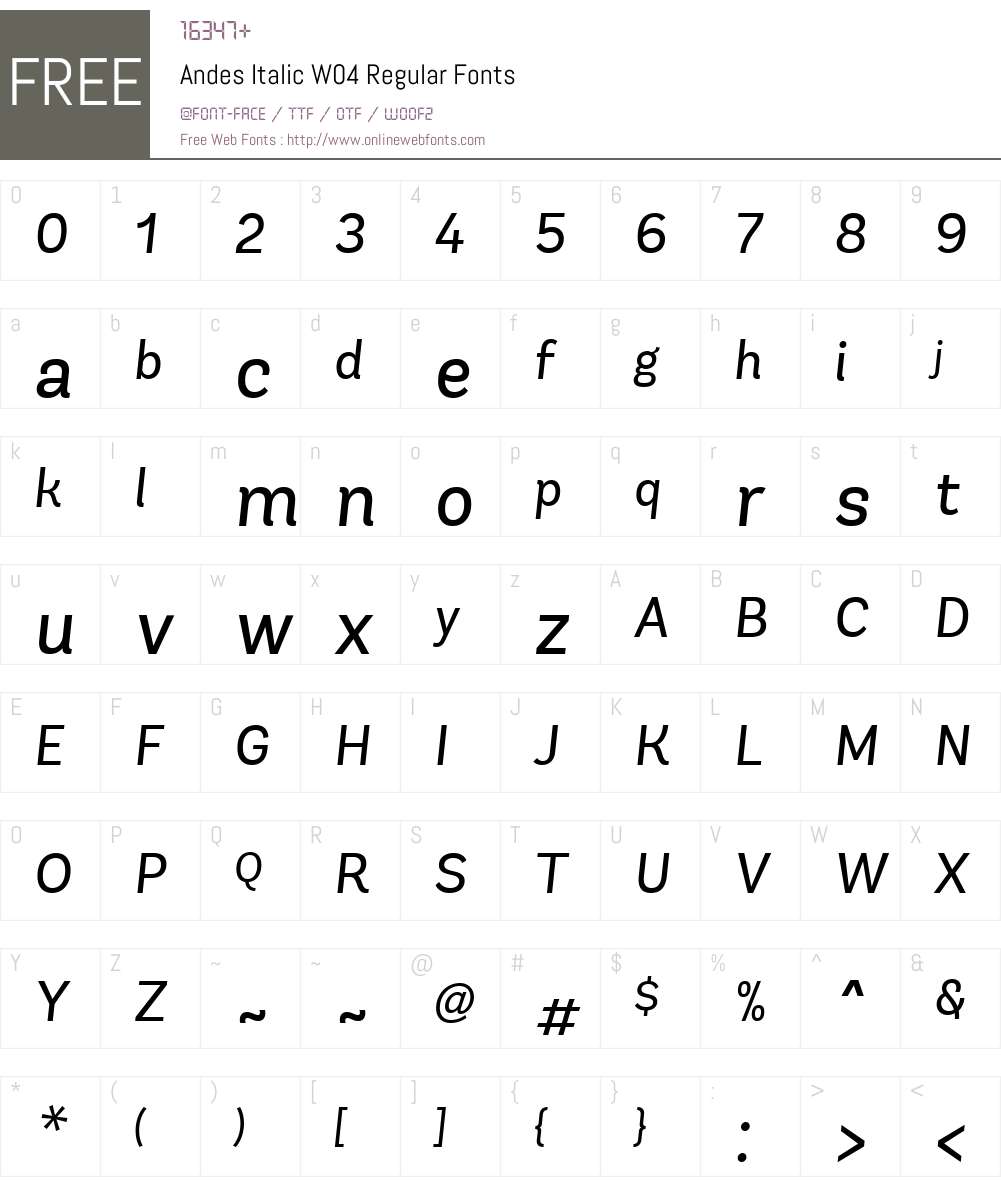 AndesItalicW04-Regular Font Screenshots