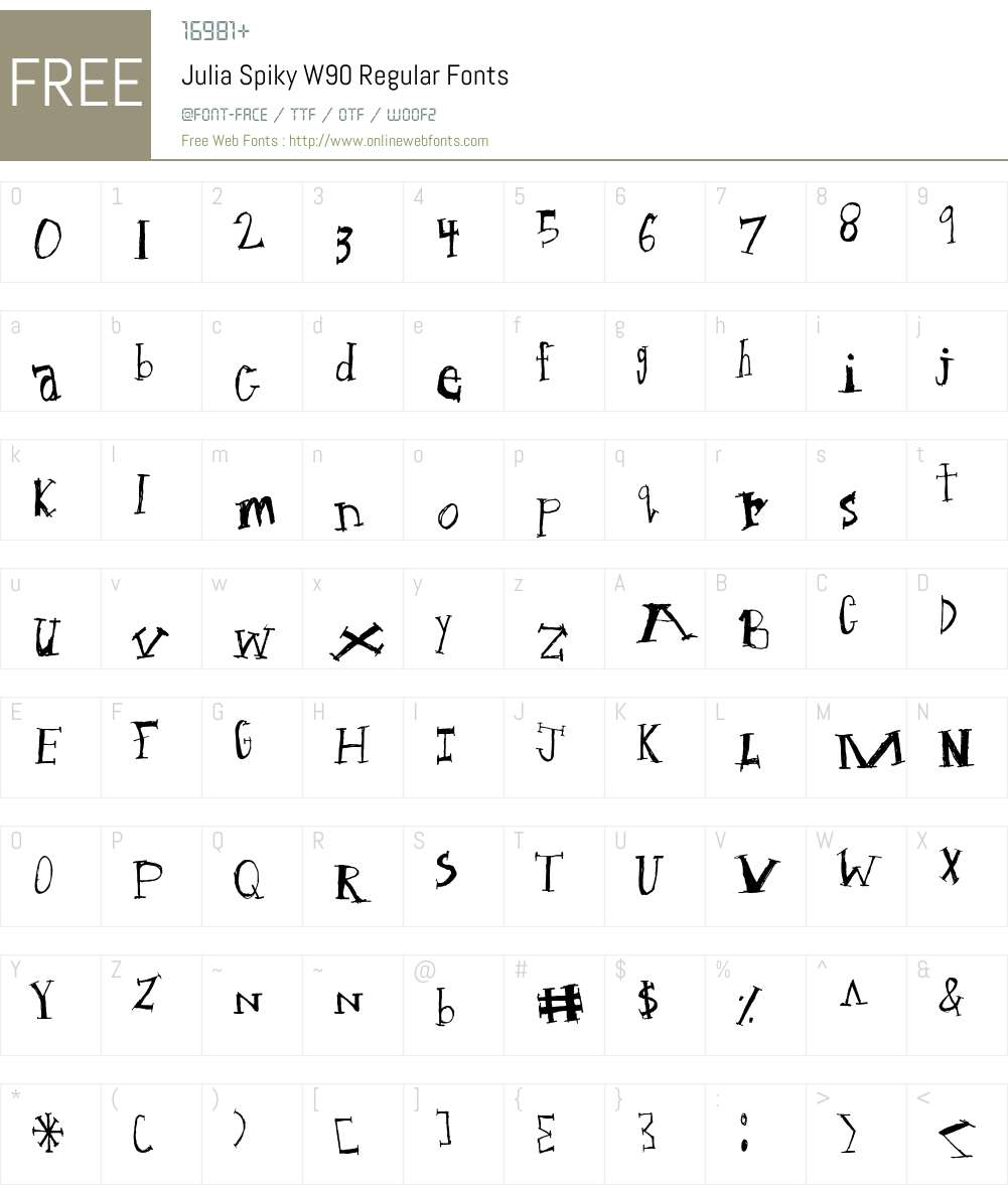JuliaSpikyW90-Regular Font Screenshots