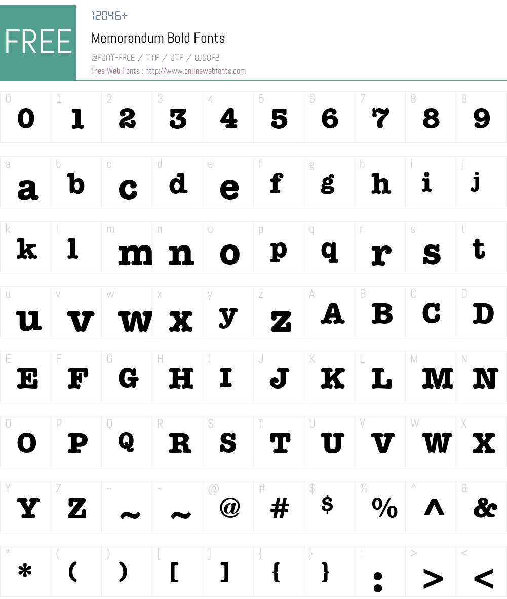 Memorandum Font Screenshots