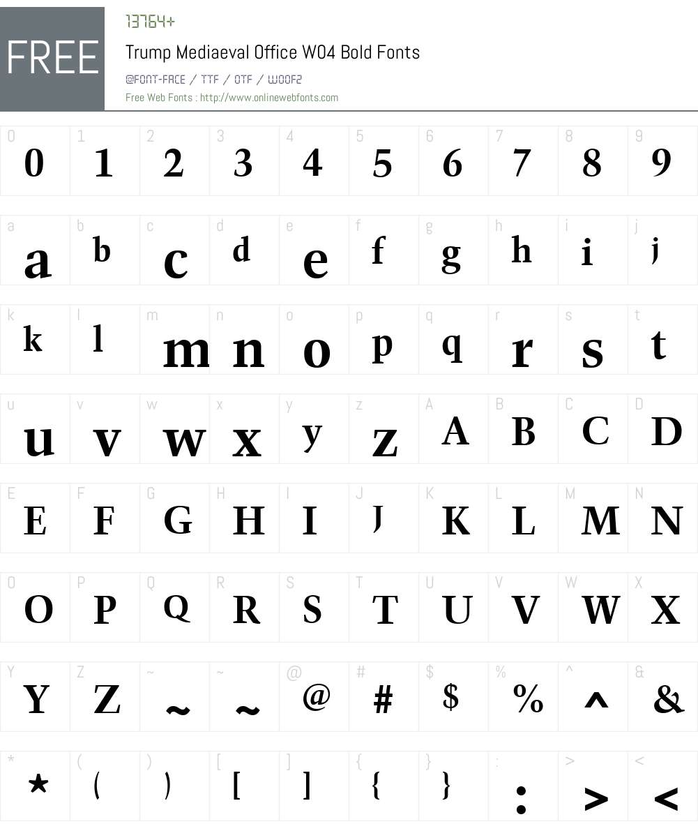 Trump Mediaeval Office Font Screenshots