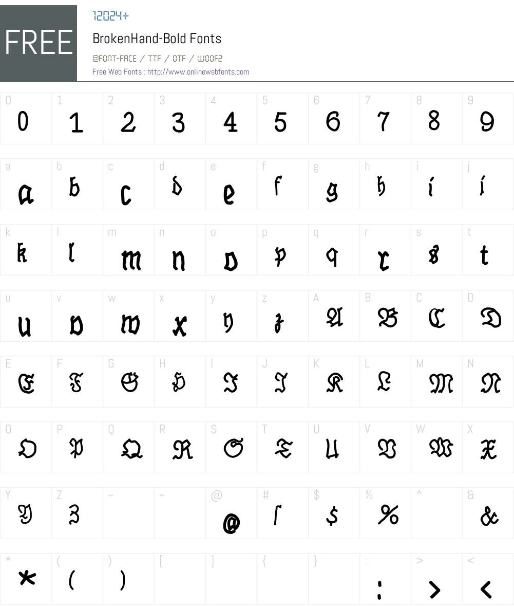 BrokenHand Font Screenshots