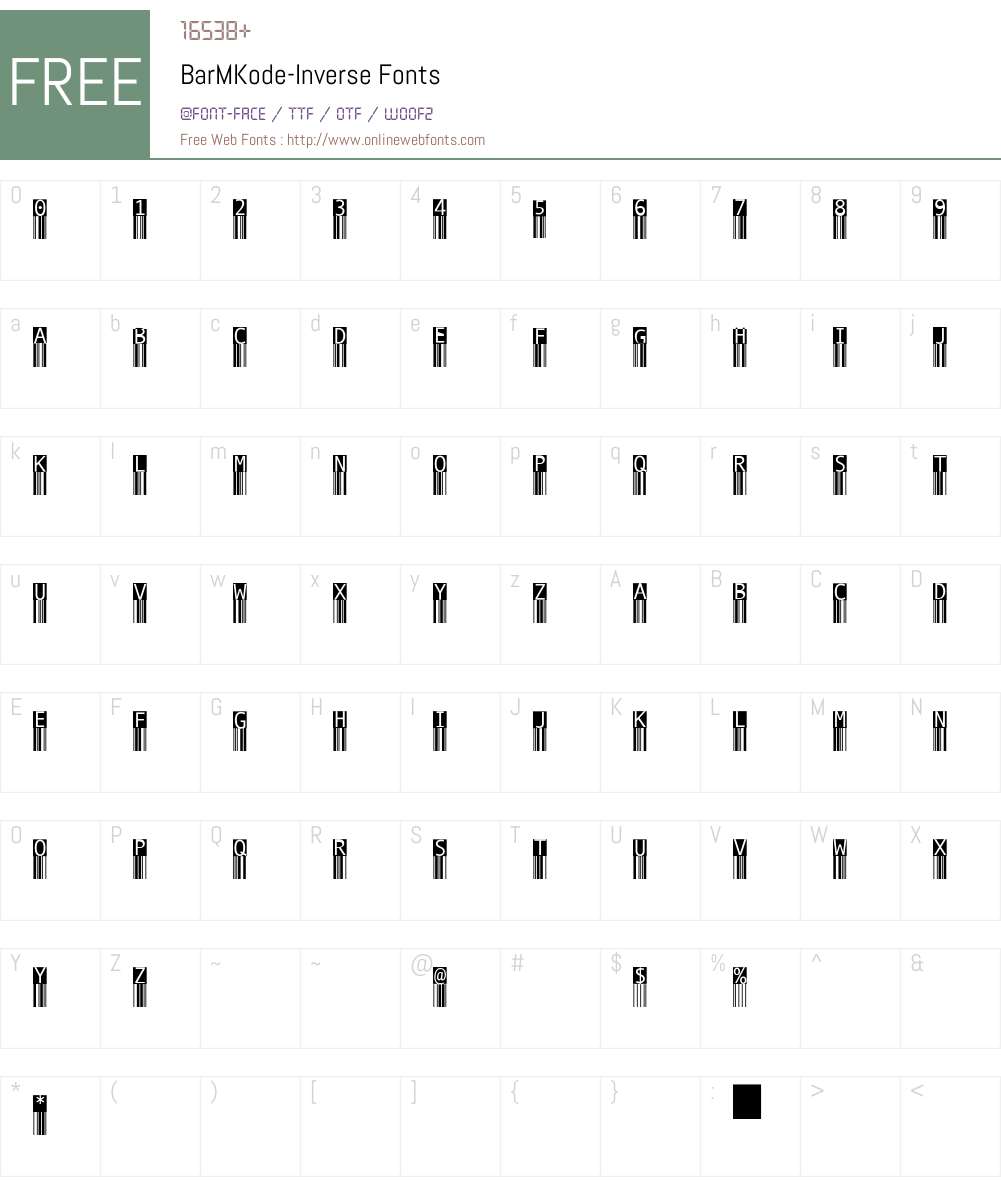 BarMKode Font Screenshots