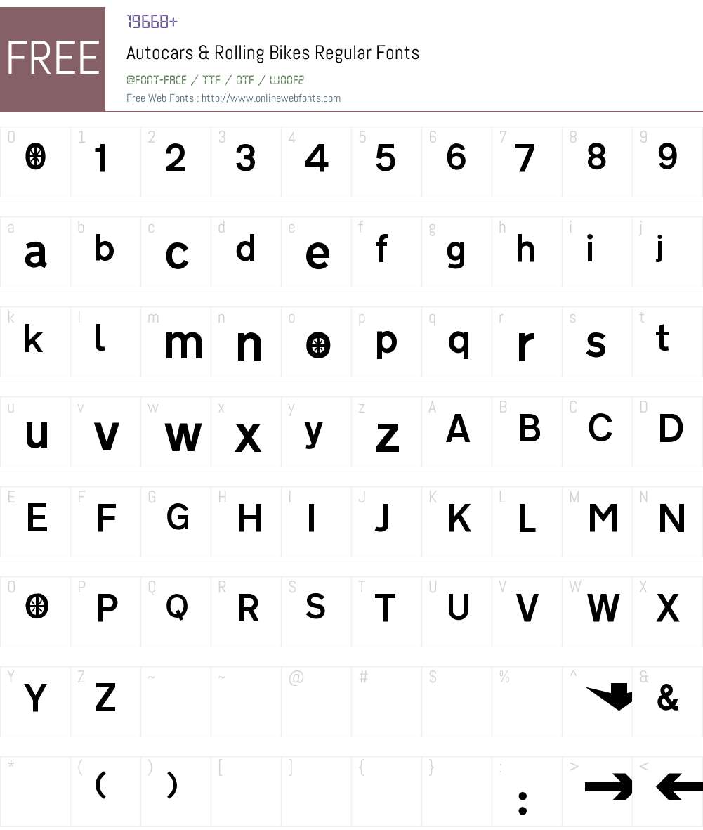 Autocars & Rolling Bikes Font Screenshots