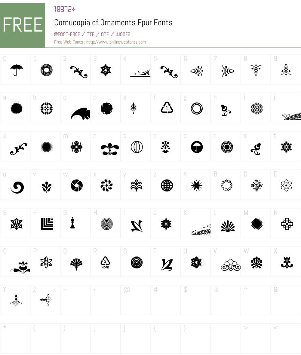 Cornucopia of Ornaments Fpur Font Screenshots