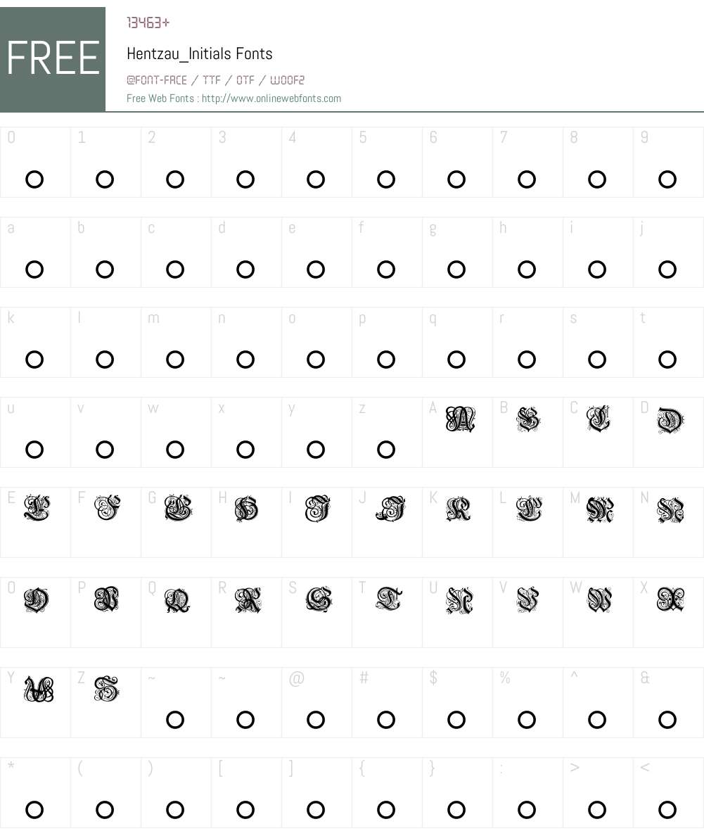 Hentzau_Initials Font Screenshots