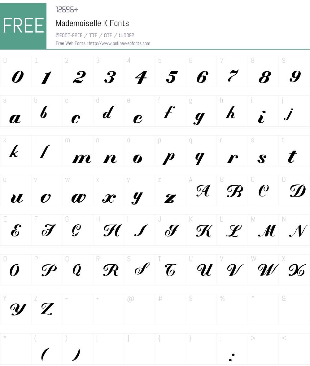 Mademoiselle K Font Screenshots