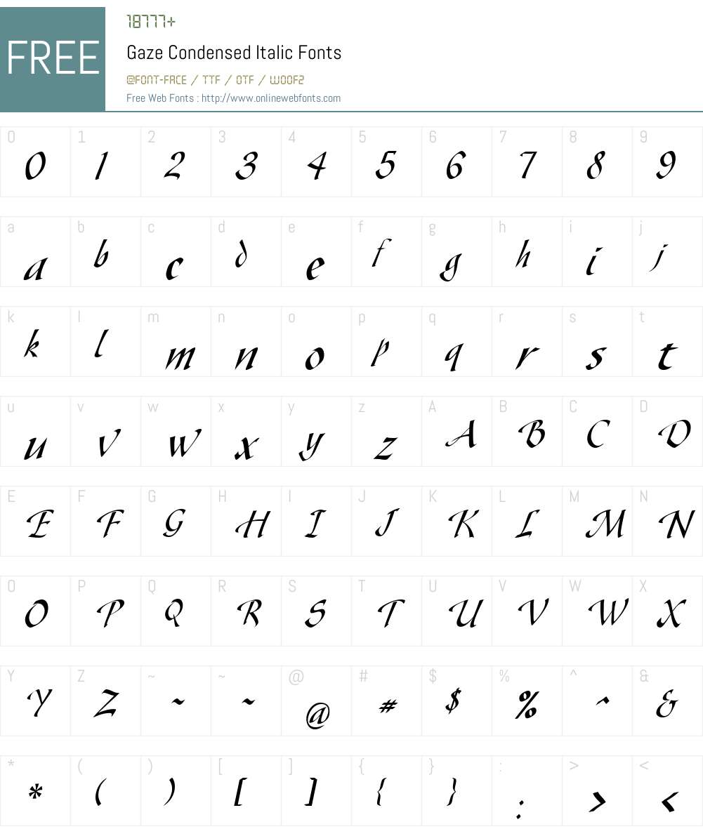 Gaze Condensed Font Screenshots